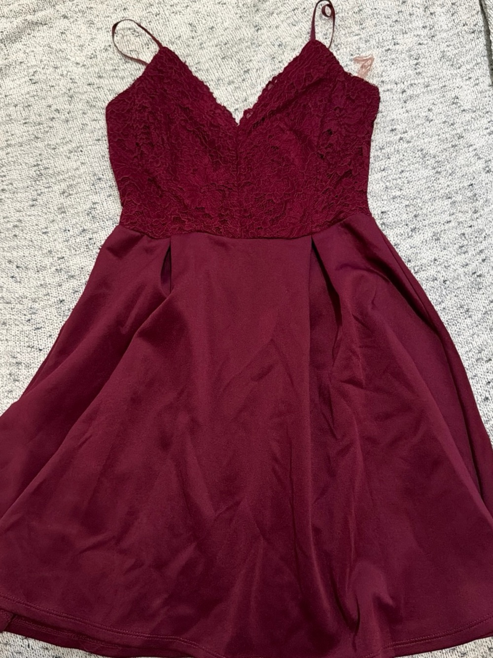 Charlotte Russe Burgundy Lace Bodice Spaghetti Strap Mini Dress